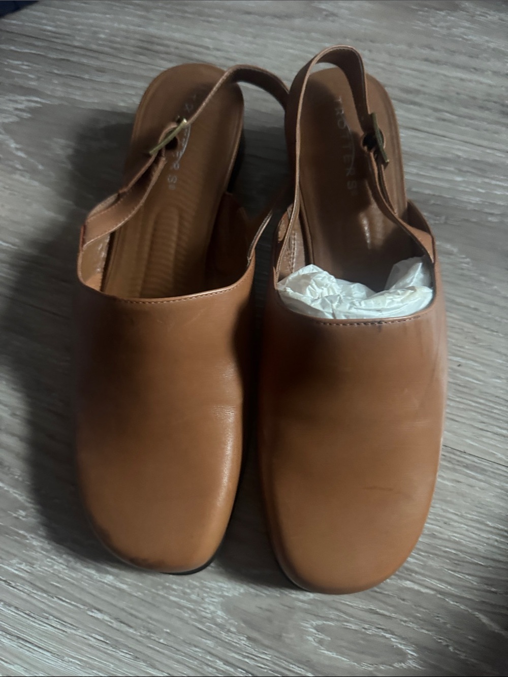 Trotters Tan Leather Slingback Mules